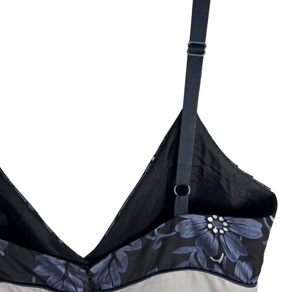 Vintage Y2K BCBG Paris‎ Black Baby Doll Mini Dress Blue Floral Empire Waist Prom - Picture 9 of 11